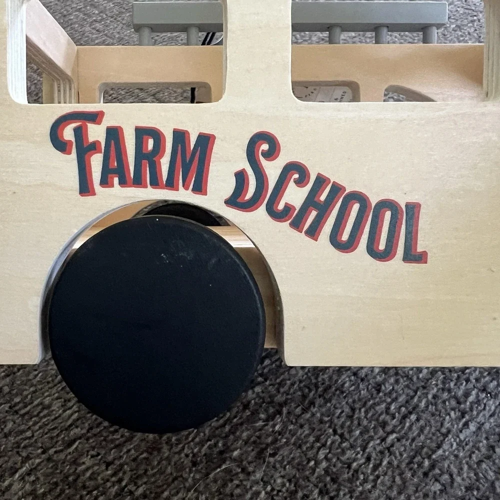 2020 Hearth And Hand with Magnolia Kids Wooden Toy Farm School Bus NOS